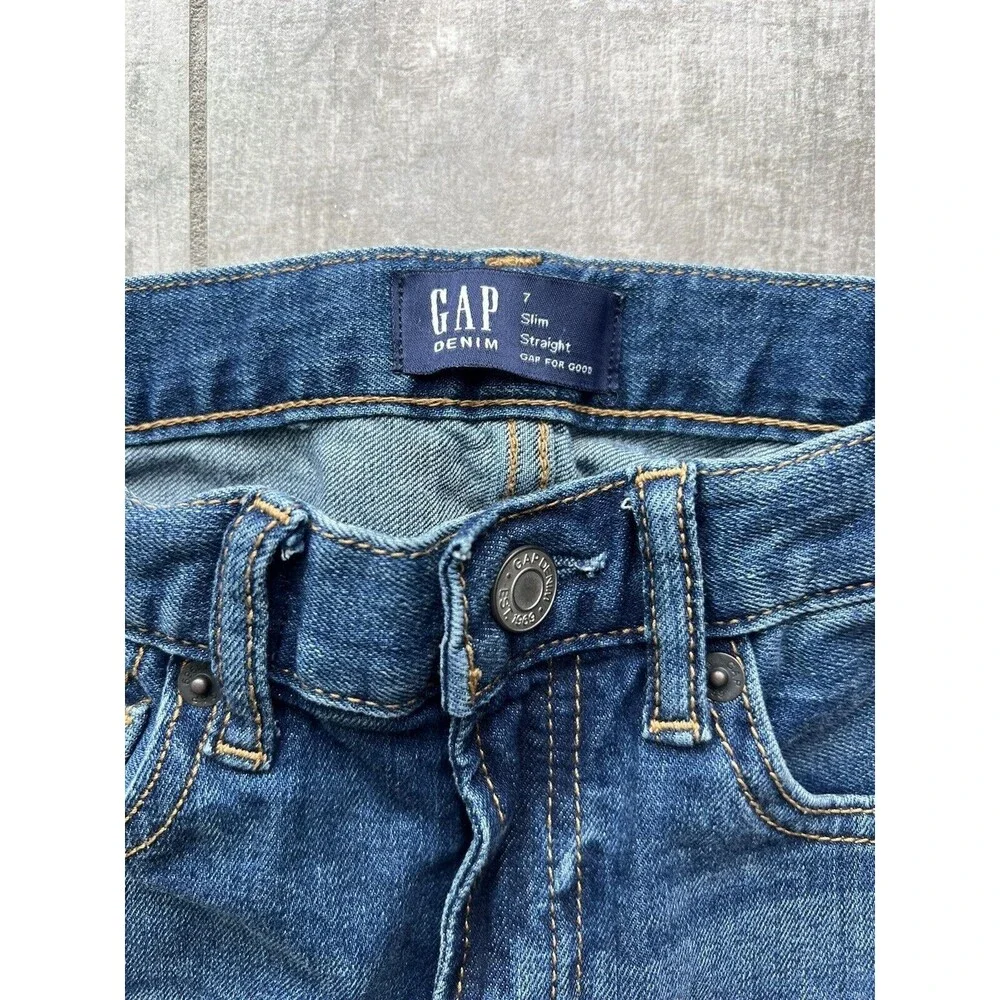 Gap Kids Straight Leg Medium Wash Stretch Jeans Boys 7 Slim Everyday School